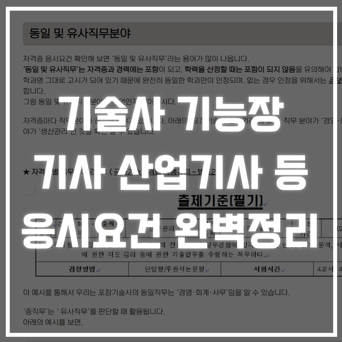 자격증 응시요건 완벽정리 (기술사, 기사, 기능사 등)